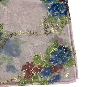 Vintage Pale Pink Semi‑Sheer Floral Scarf – Lightweight 9×52 Retro Accessory